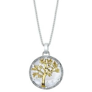 Gold Tree of Life Pendant Necklace with Silver Frame - Women Jewelry